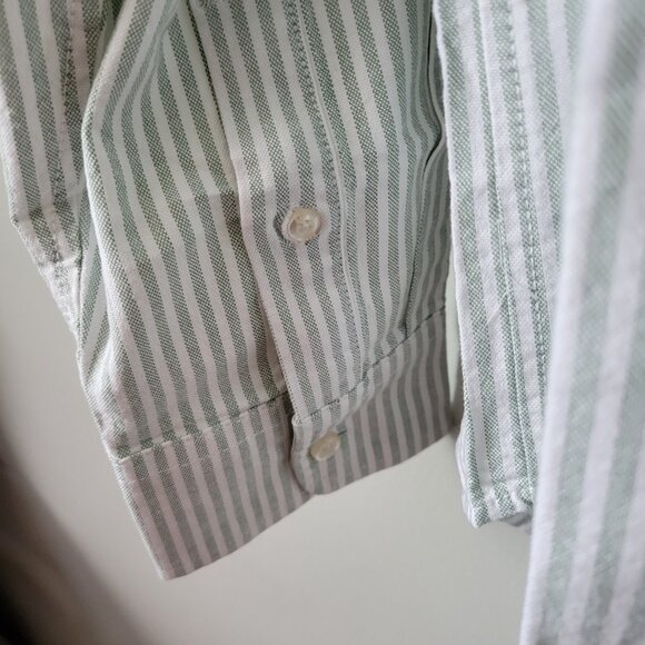 GAP Oxford Shirt Men's Large Green/White Striped Button Down Dress Shirt NWT - Picture 4 of 10